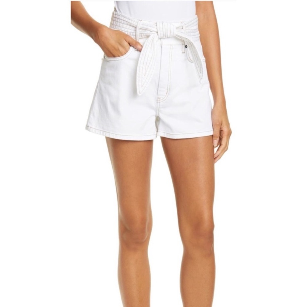 Joie Galenia Topstitch Tie Front Shorts